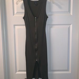 Olive green hi-low midi dress